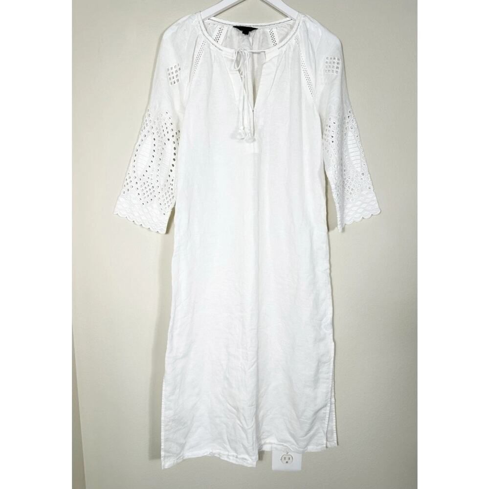 J.Crew Maxi Dress XxSmall White Eyelet Embroidered Logan Look Beachy *